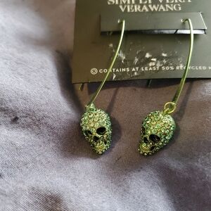 Vera Wang Green Skull Earrings NWT